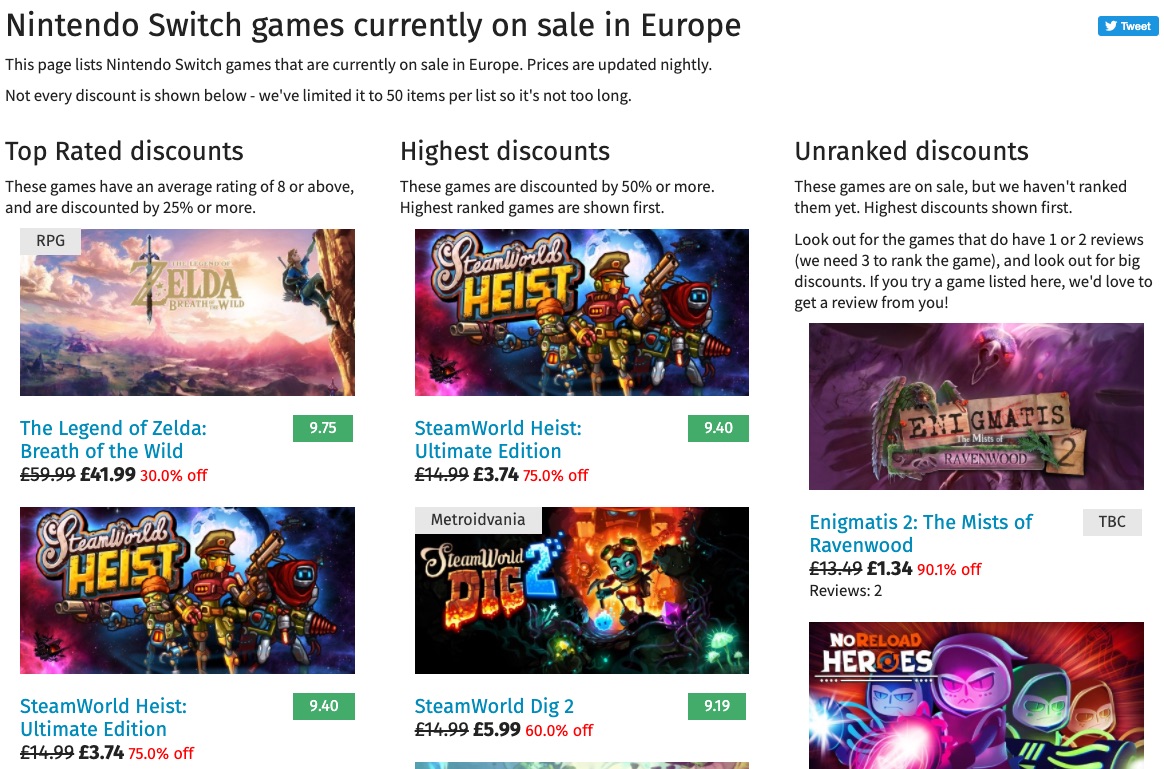 Revamped Games on sale page, and improved site navigation