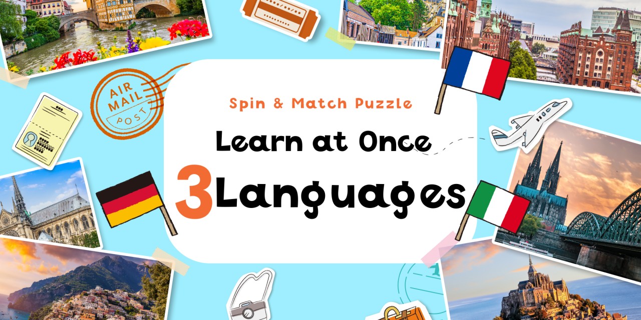 Spin and Match Puzzle: Learn at Once 3 Languages