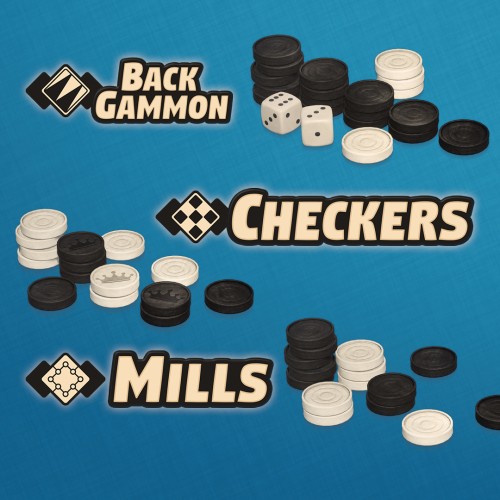 3 in 1 Game Collection: Backgammon + Checkers + Mills